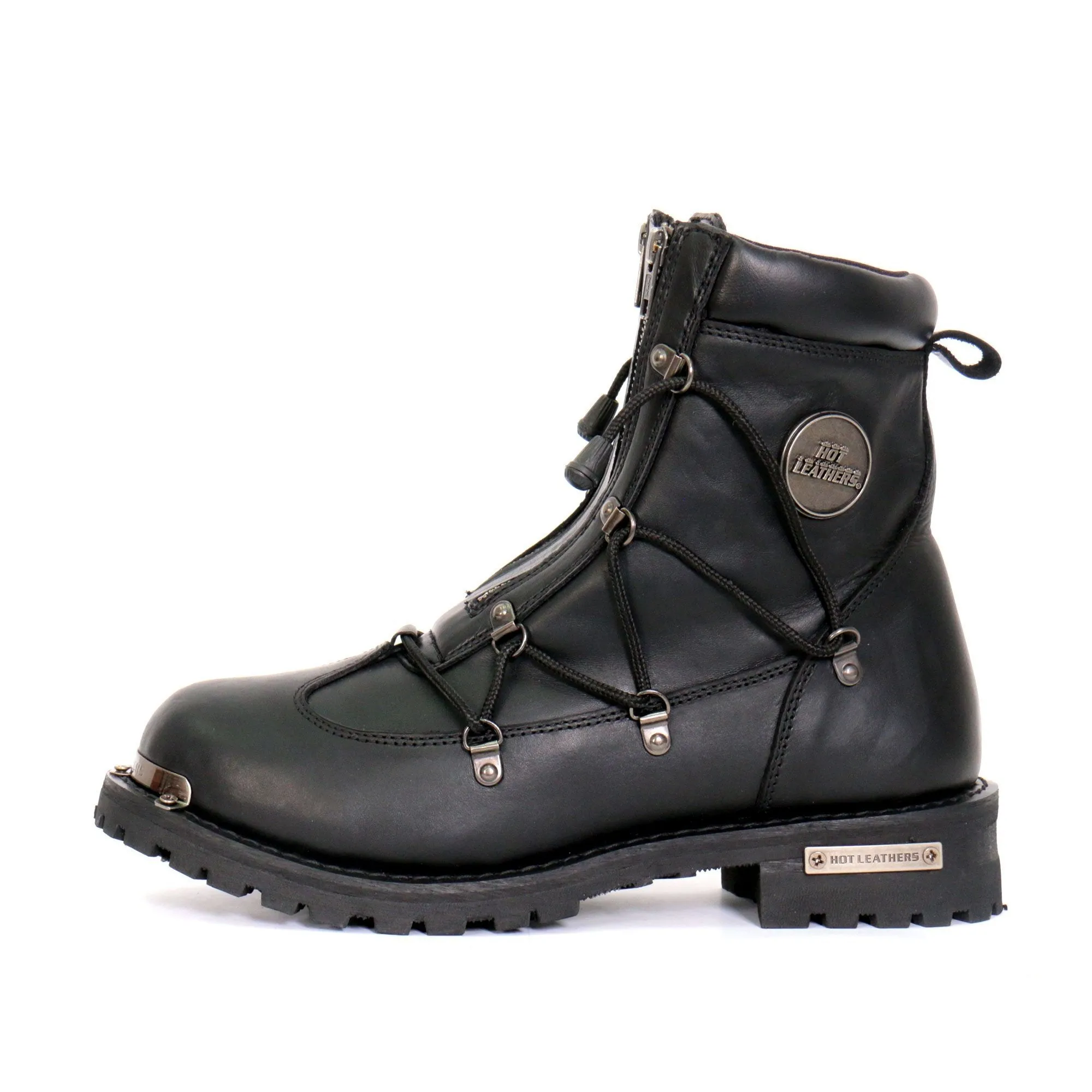 Hot Leathers BTM1009 Men's Black 7-Inch Leather Lace Up Boots with