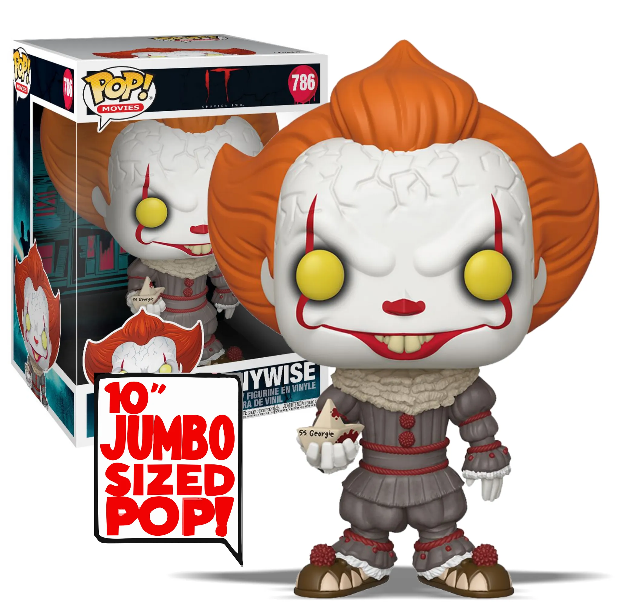 IT Pennywise With Boat Jumbo 10" Funko Pop! Vinyl Figure