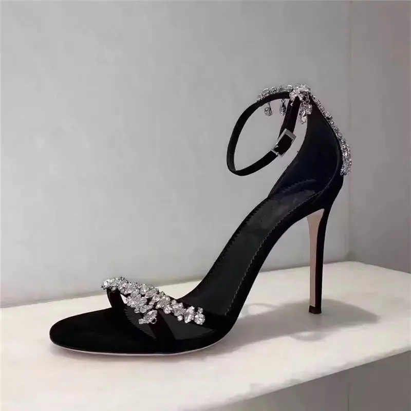 LAFAYETTE CRISTAL  BLACK SUEDE HEELS