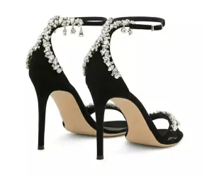 LAFAYETTE CRISTAL  BLACK SUEDE HEELS