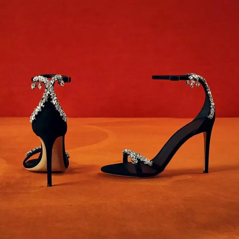 LAFAYETTE CRISTAL  BLACK SUEDE HEELS