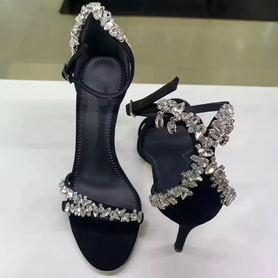 LAFAYETTE CRISTAL  BLACK SUEDE HEELS