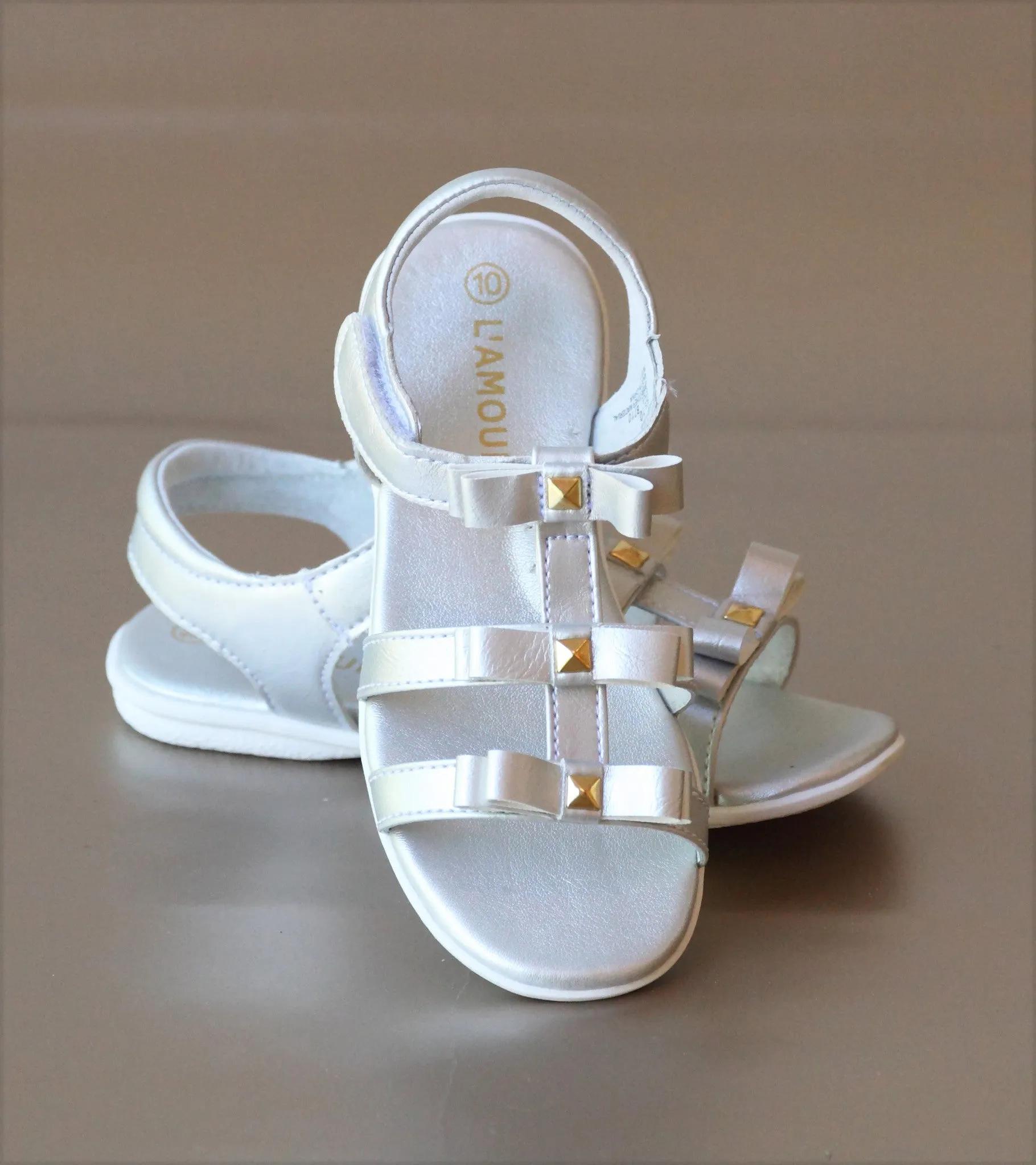 L'Amour Girls Studded Bow Sandal