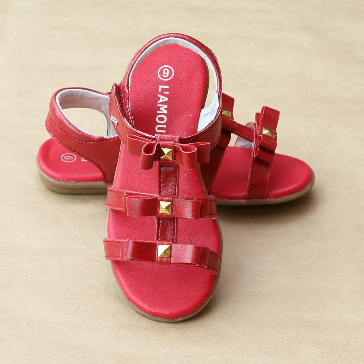 L'Amour Girls Studded Bow Sandal