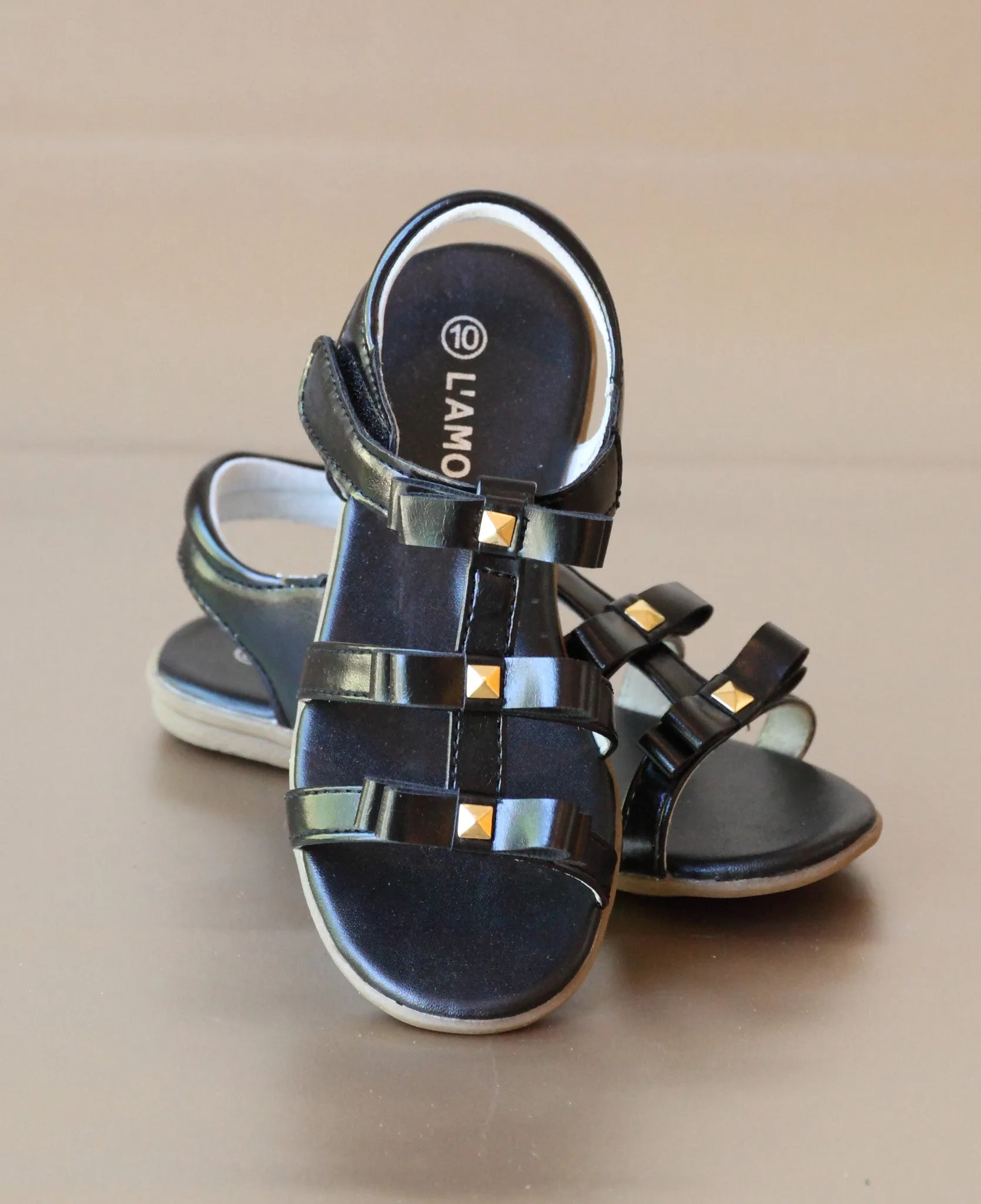 L'Amour Girls Studded Bow Sandal