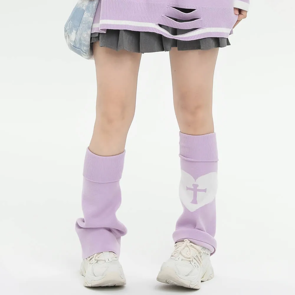 Love Sickness Graphic Leg Warmers Y2K