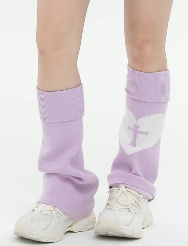 Love Sickness Graphic Leg Warmers Y2K