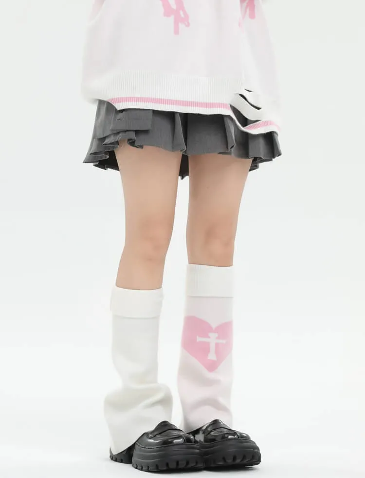 Love Sickness Graphic Leg Warmers Y2K