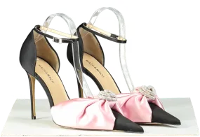 Mach & Mach Black/Pink Satin Crystal Bow Heel UK 7 EU 40