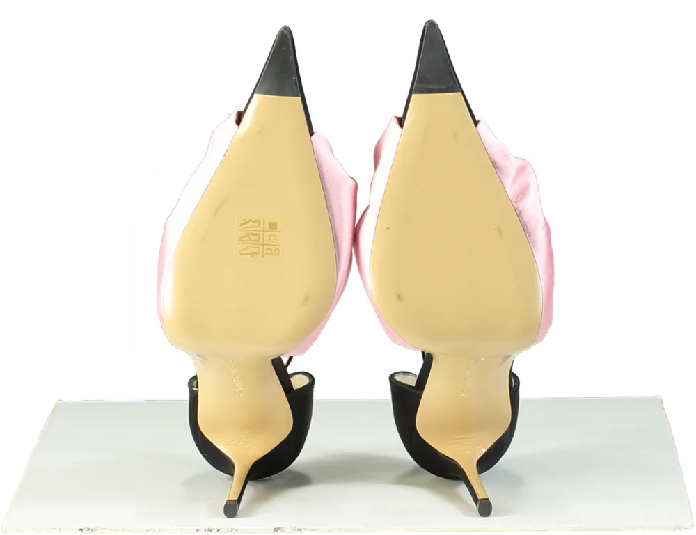 Mach & Mach Black/Pink Satin Crystal Bow Heel UK 7 EU 40