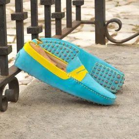 Men's Driver (Driving) Leather Shoes Plus Size Blue Yellow 4855