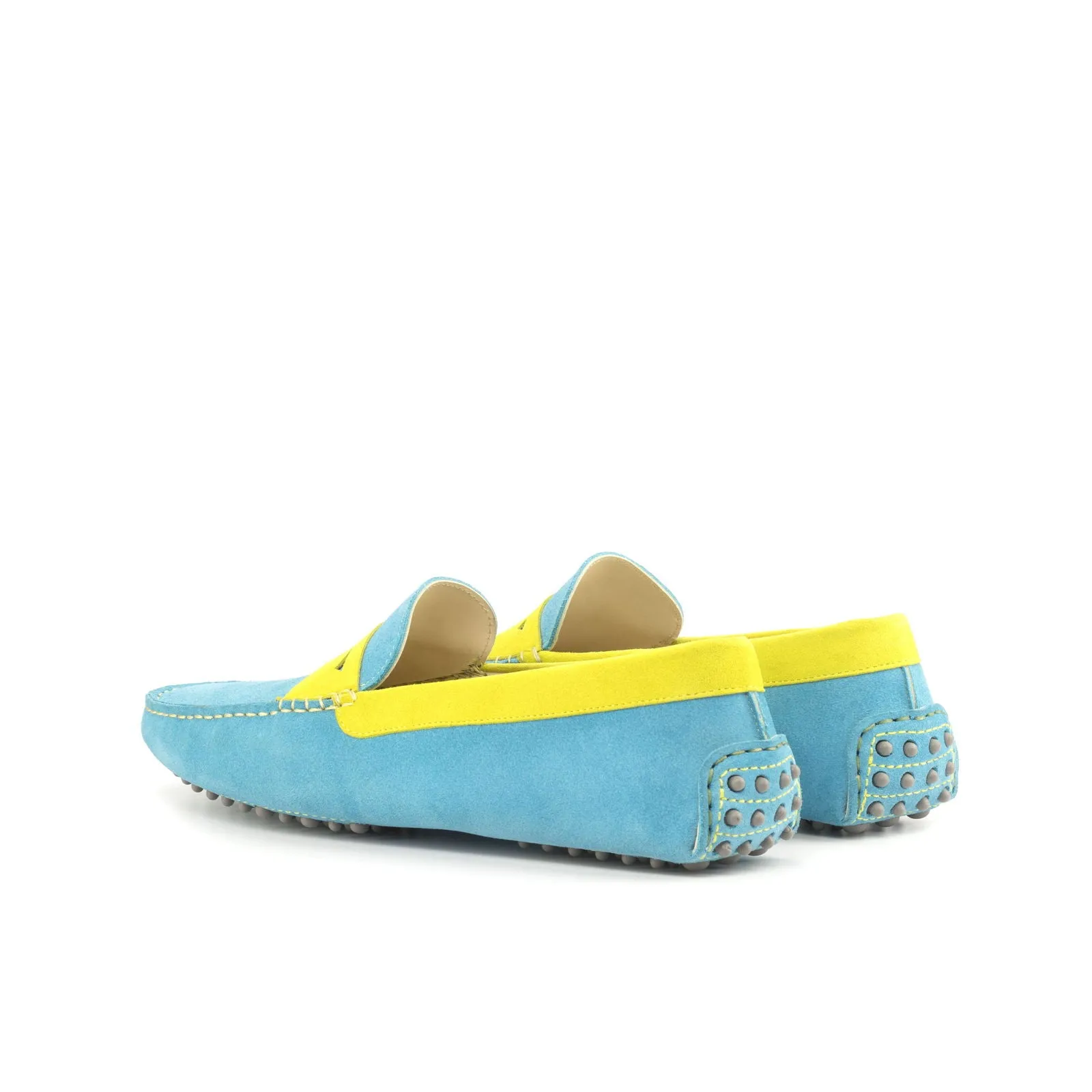 Men's Driver (Driving) Leather Shoes Plus Size Blue Yellow 4855