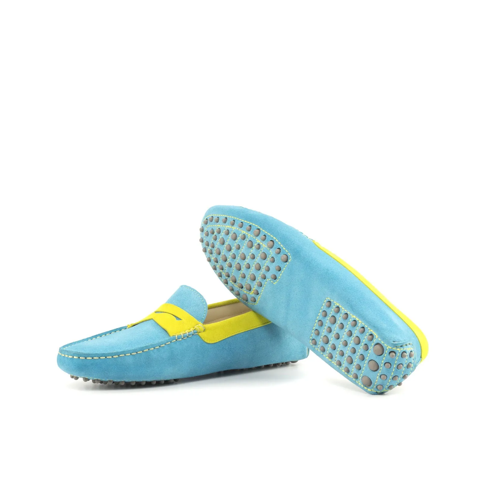 Men's Driver (Driving) Leather Shoes Plus Size Blue Yellow 4855