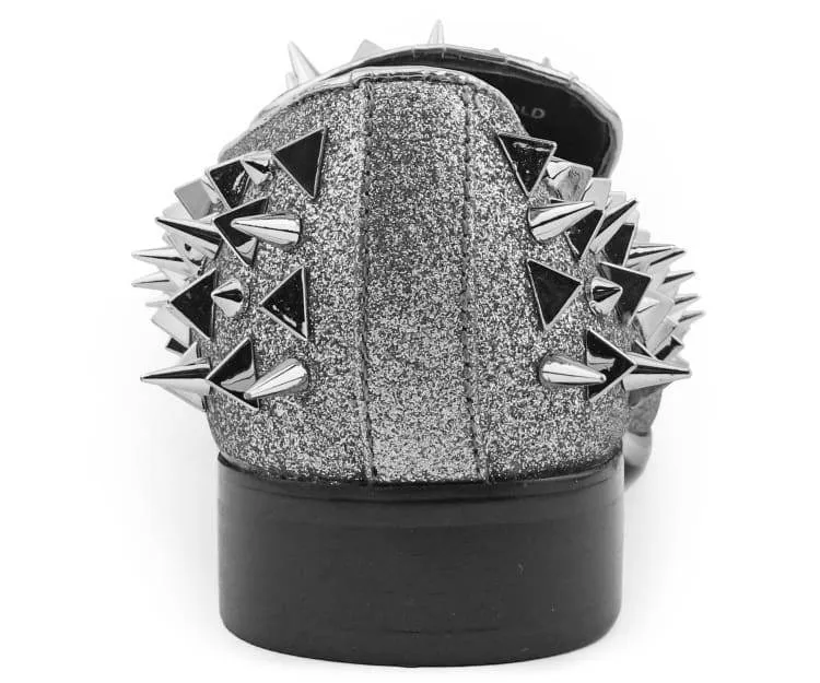 Mesa Silver Spiked Velvet Smoking Slippers For Men