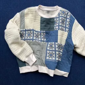 O Moon Patchwork Quilted Sweatshirt L Pale Tones