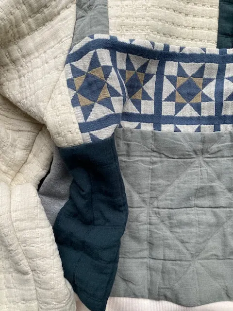 O Moon Patchwork Quilted Sweatshirt L Pale Tones
