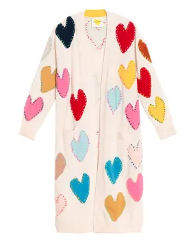 Pearl Patchwork Heart London Super Long Cardigan