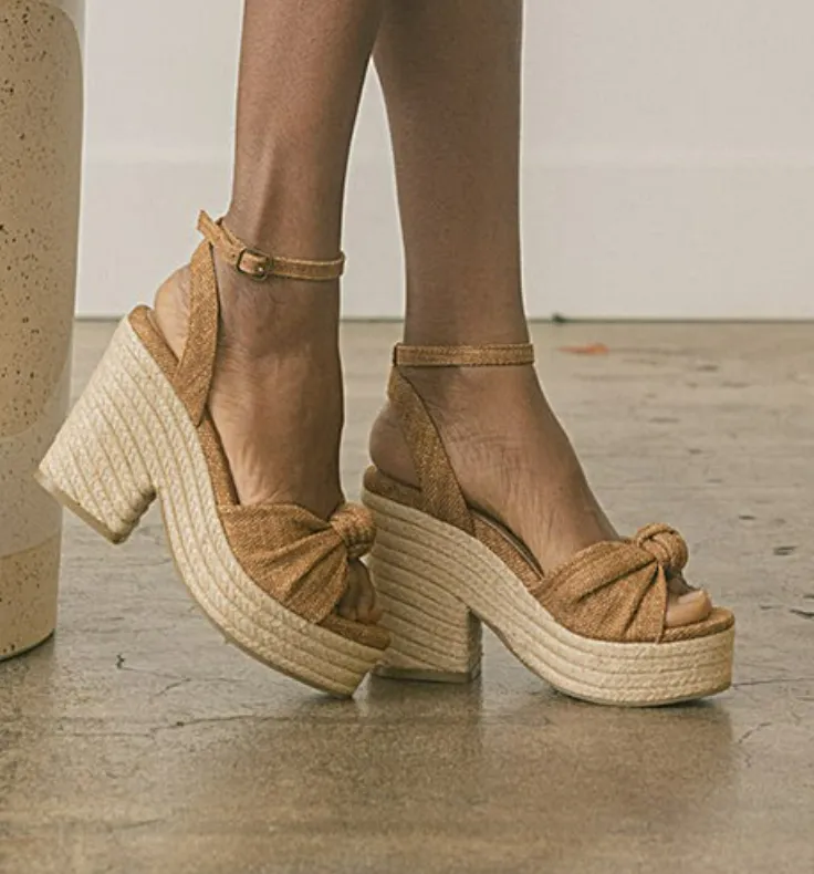 RACHEL Latte Platform Espadrilles