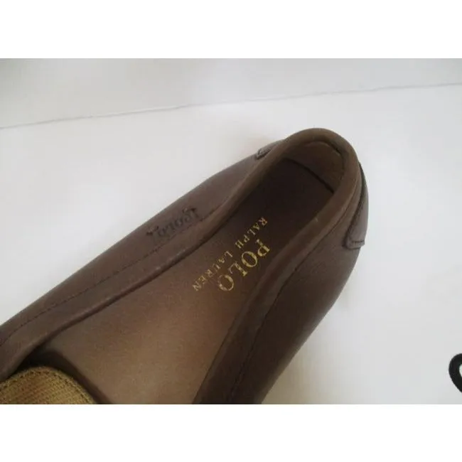 Ralph Lauren Brown Leather Canvas Driving Penny Loafer