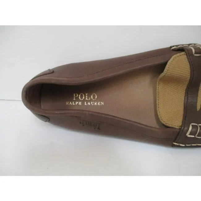 Ralph Lauren Brown Leather Canvas Driving Penny Loafer