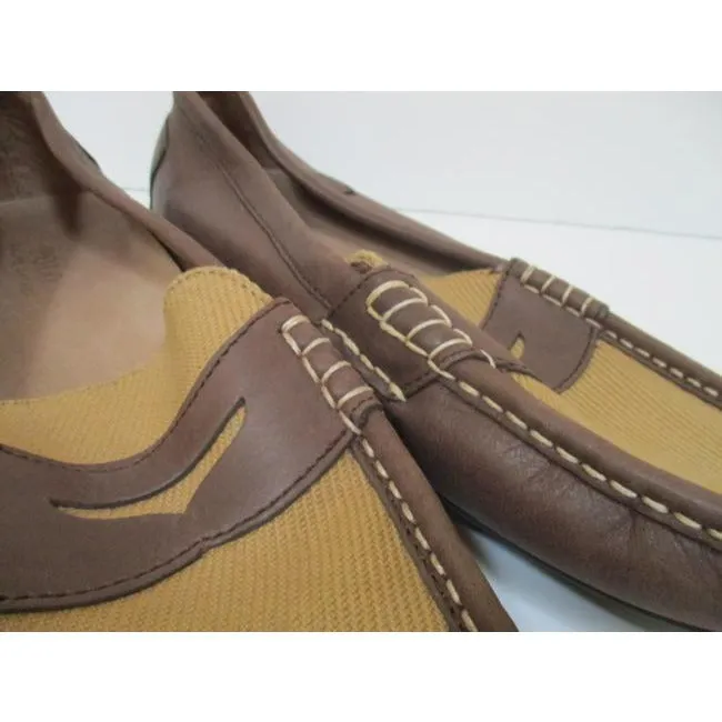 Ralph Lauren Brown Leather Canvas Driving Penny Loafer