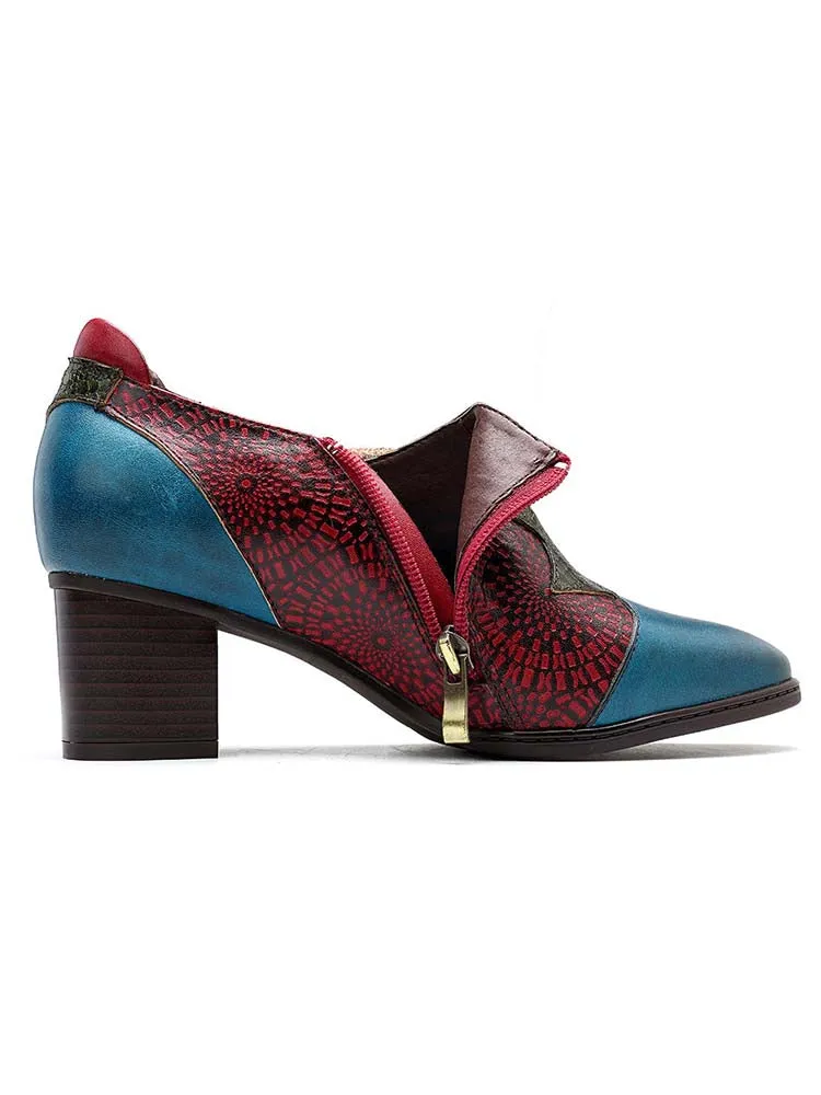 Retro Flower Leather Shoes