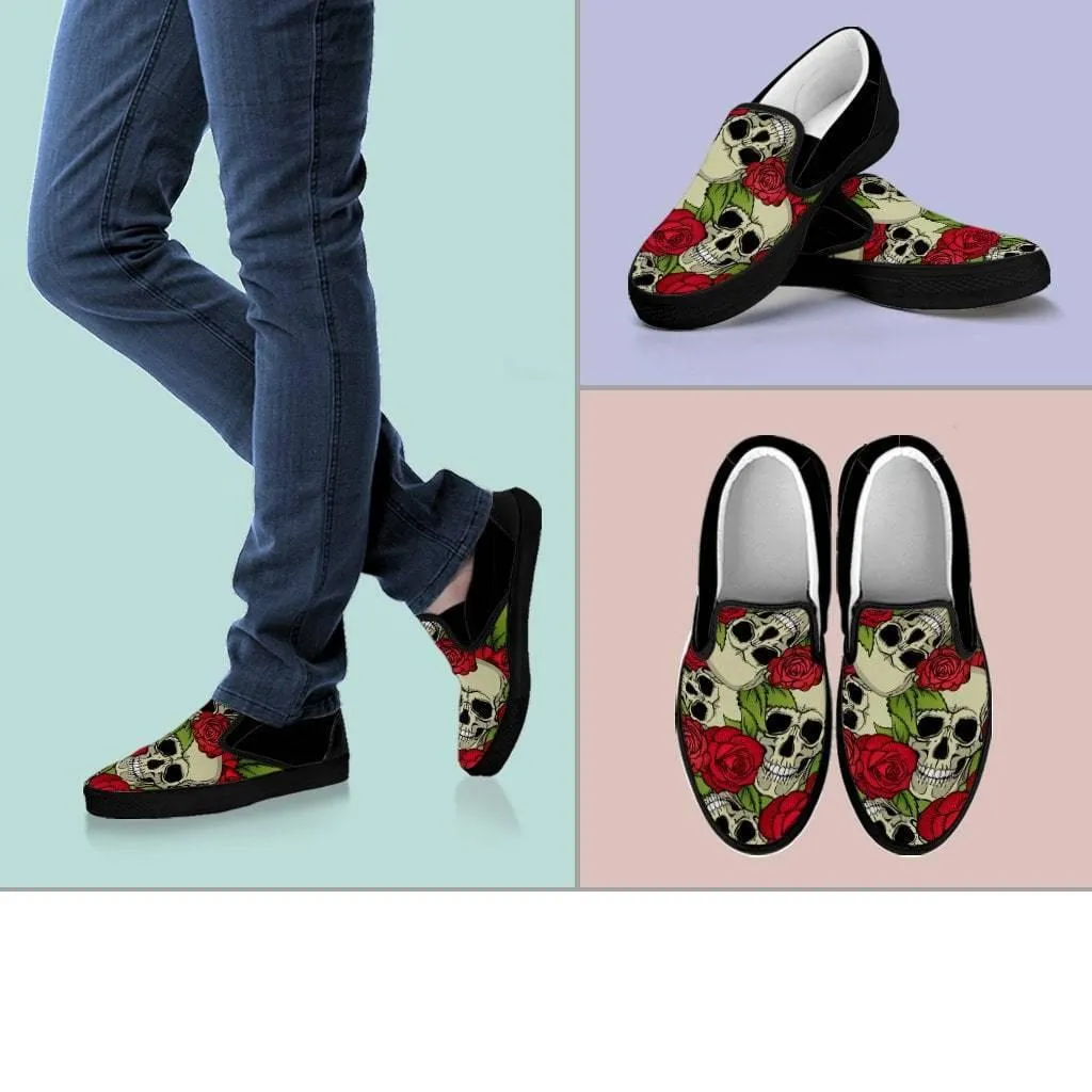 Roses & Skulls Slip-Ons
