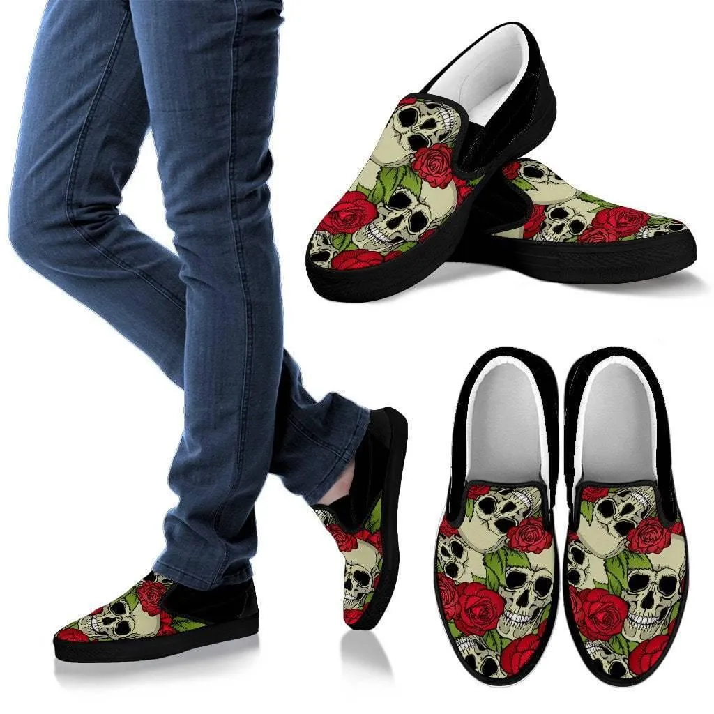 Roses & Skulls Slip-Ons