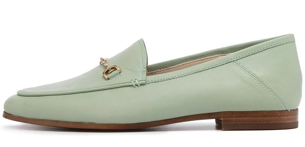 Sam Edelman Loraine Seaglass Green Leather Classic Almond Toe Slip On Loafers