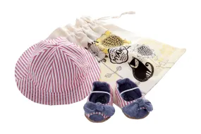 Sets / Girls - Denim Nautical Hat & Peeptoe Shoes