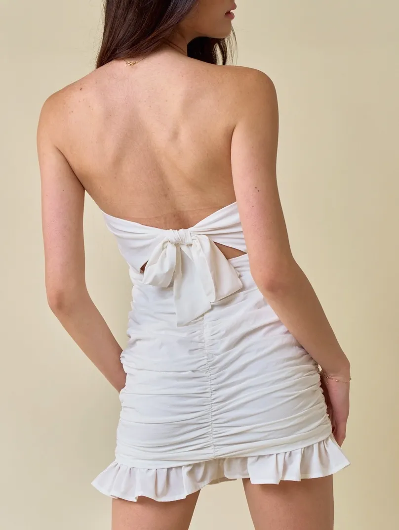 Smocked Tie Back Sleeveless Mini Dress