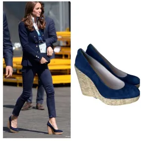 Stuart Weitzman Corkswoon Wedge Espadrilles Size 8.5 Navy New