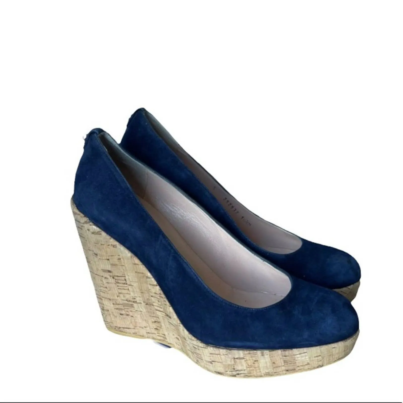 Stuart Weitzman Corkswoon Wedge Espadrilles Size 8.5 Navy New