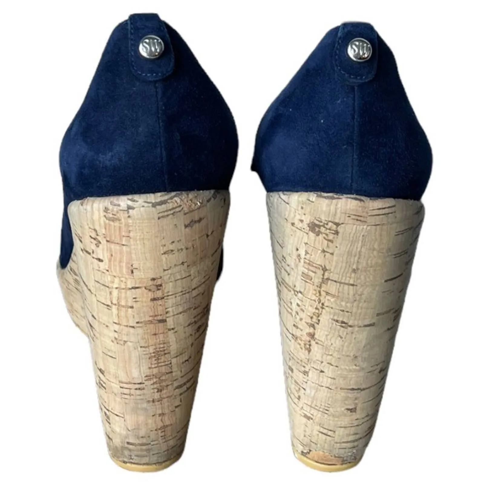 Stuart Weitzman Corkswoon Wedge Espadrilles Size 8.5 Navy New