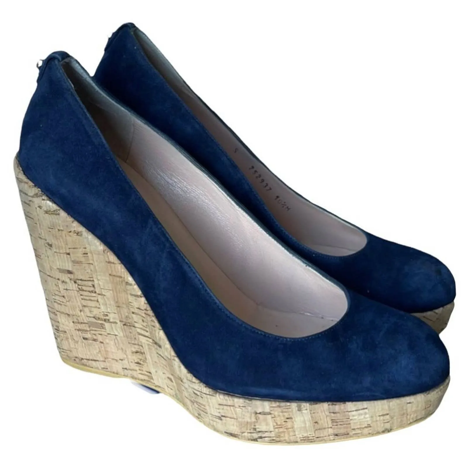 Stuart Weitzman Corkswoon Wedge Espadrilles Size 8.5 Navy New