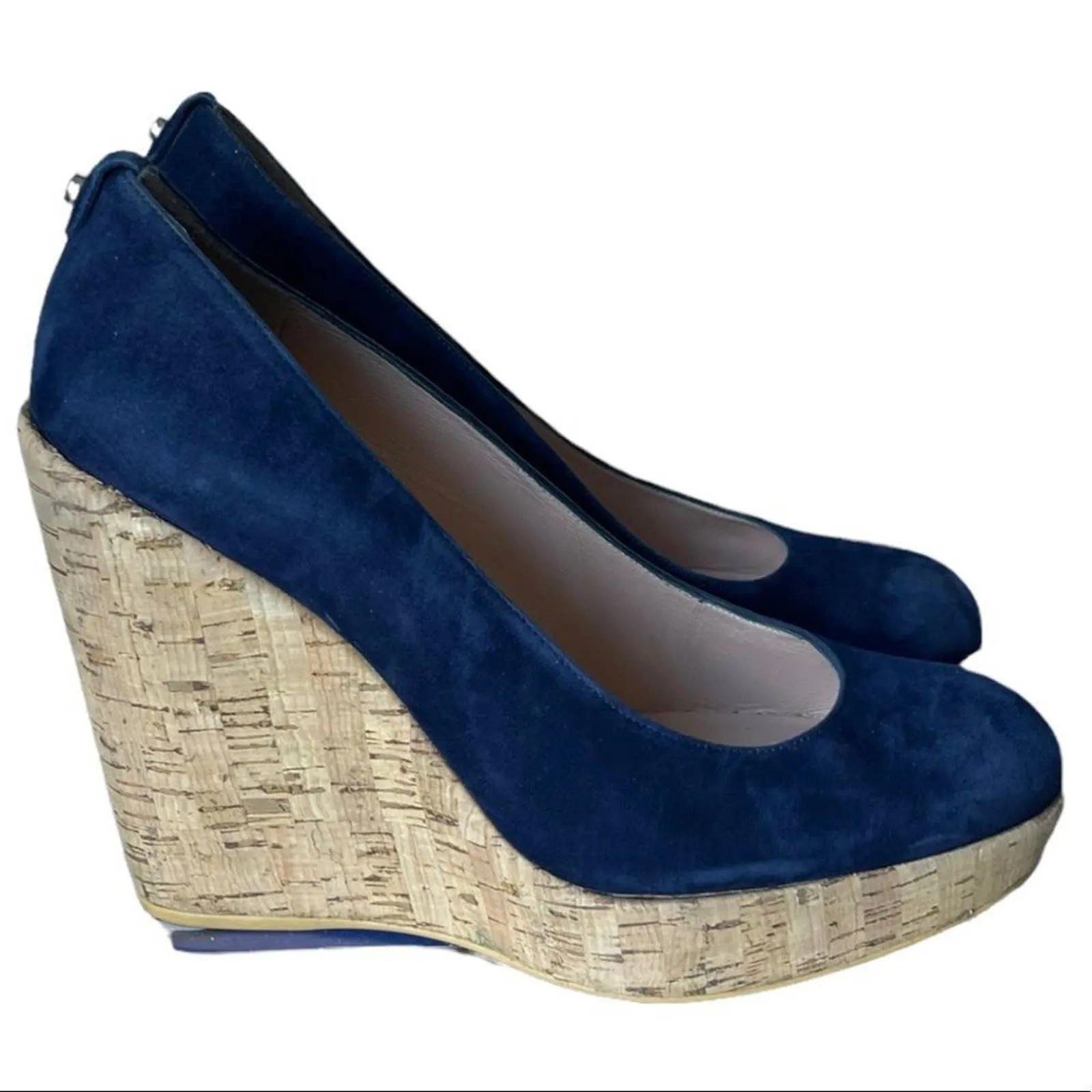 Stuart Weitzman Corkswoon Wedge Espadrilles Size 8.5 Navy New