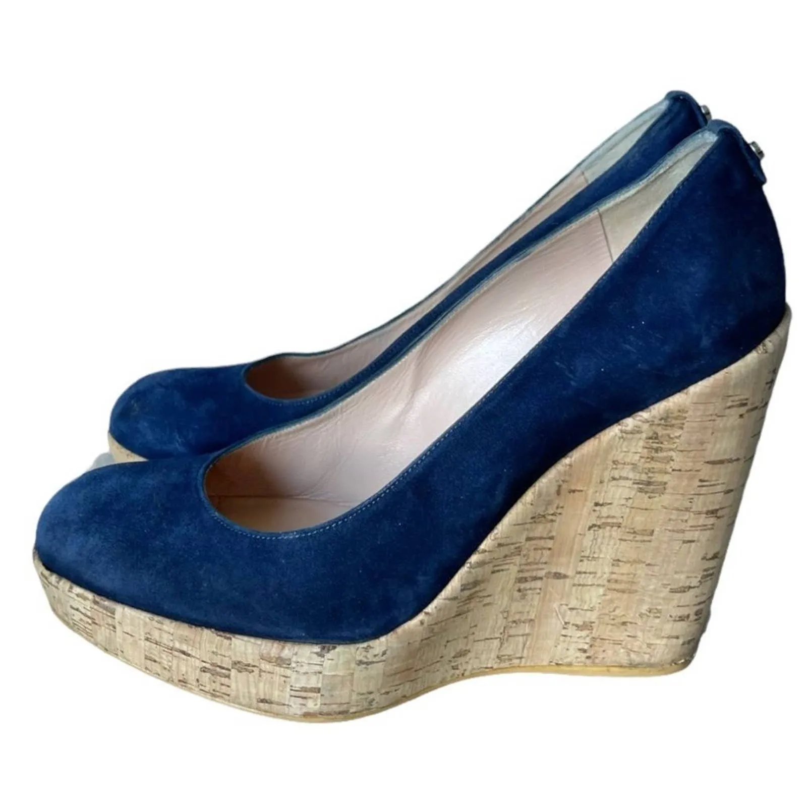 Stuart Weitzman Corkswoon Wedge Espadrilles Size 8.5 Navy New