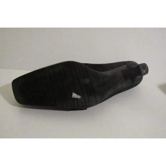 Stuart Weitzman MOD Black Suede Chrome Kitten Heel