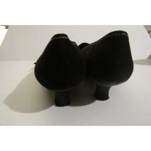 Stuart Weitzman MOD Black Suede Chrome Kitten Heel