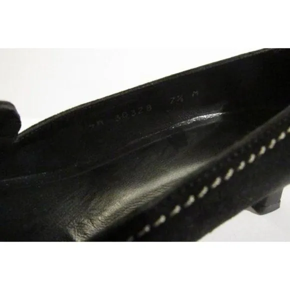 Stuart Weitzman MOD Black Suede Chrome Kitten Heel