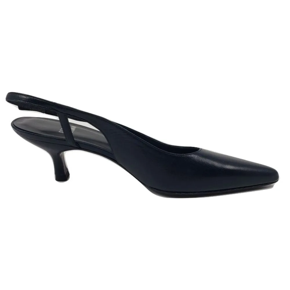 Stuart Weitzman Navy Leather Slingback Pumps