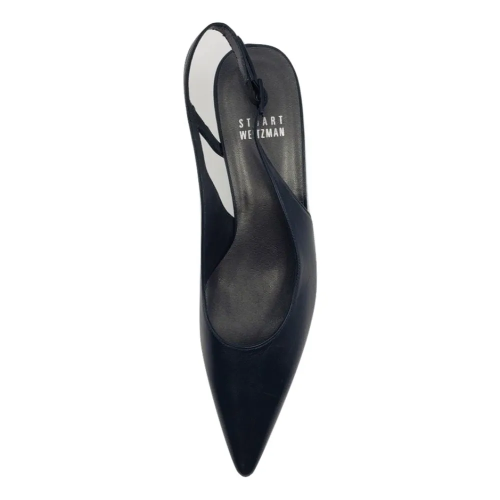 Stuart Weitzman Navy Leather Slingback Pumps