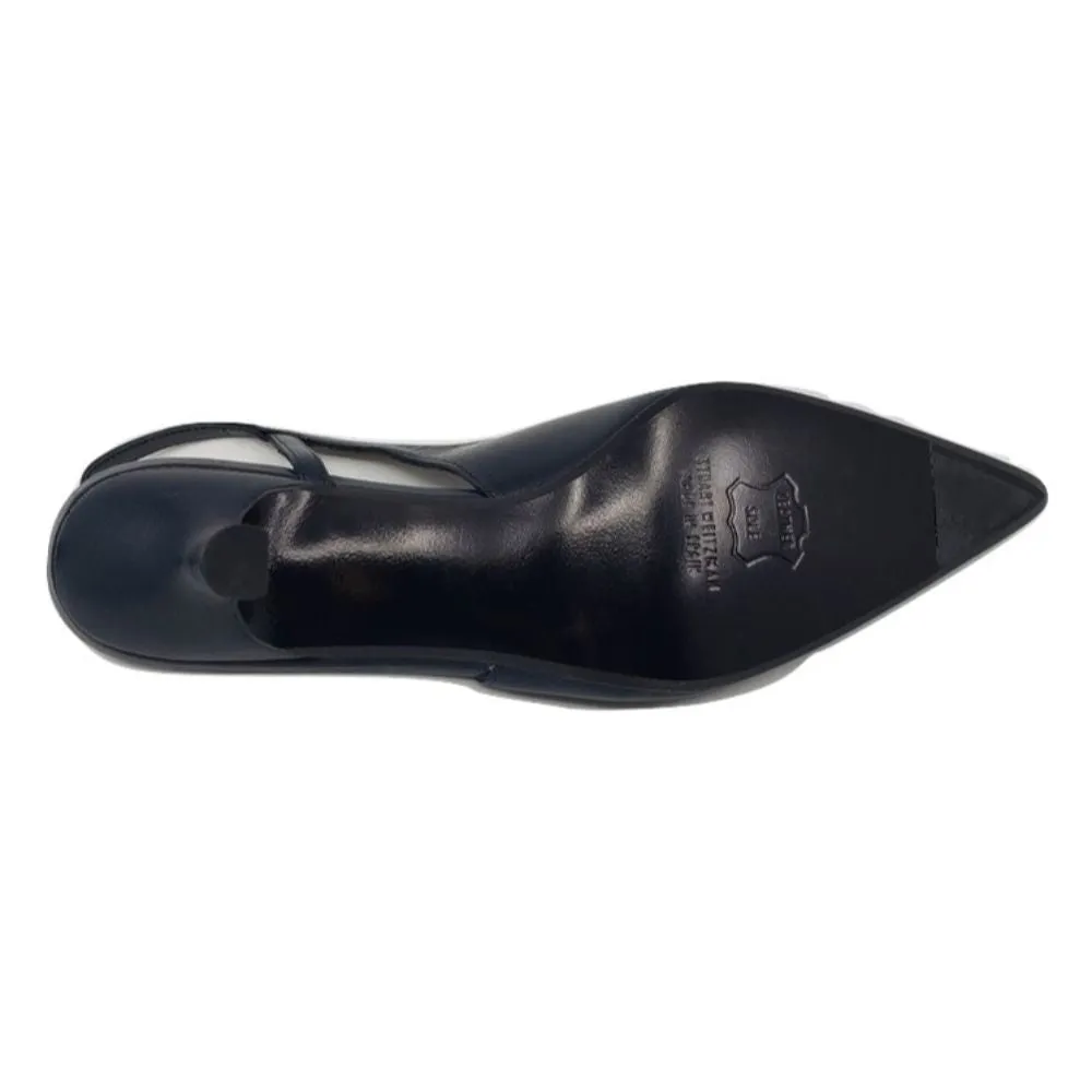 Stuart Weitzman Navy Leather Slingback Pumps