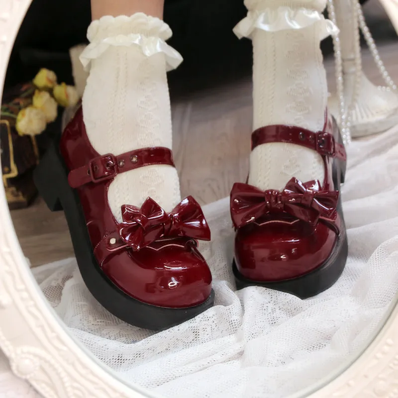 Sweet Round Toe With Bow Lolita Shoes