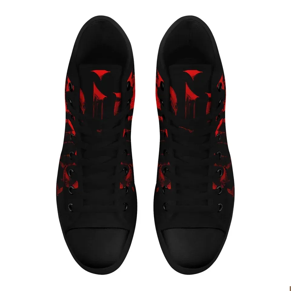 Unique Gift,Personalized Gothic Fashion Sneakers, Custom Canvas High Top shoes, Skull Shoes