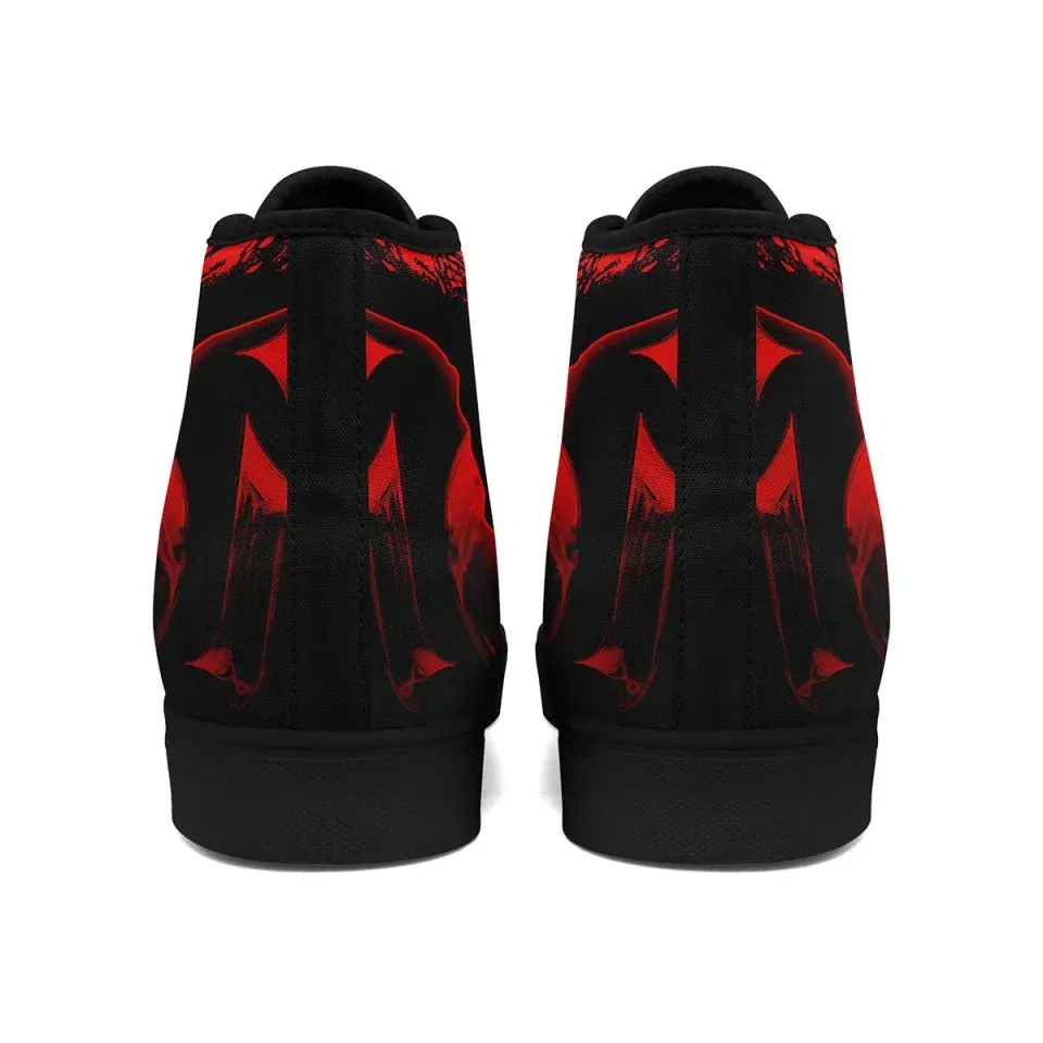 Unique Gift,Personalized Gothic Fashion Sneakers, Custom Canvas High Top shoes, Skull Shoes