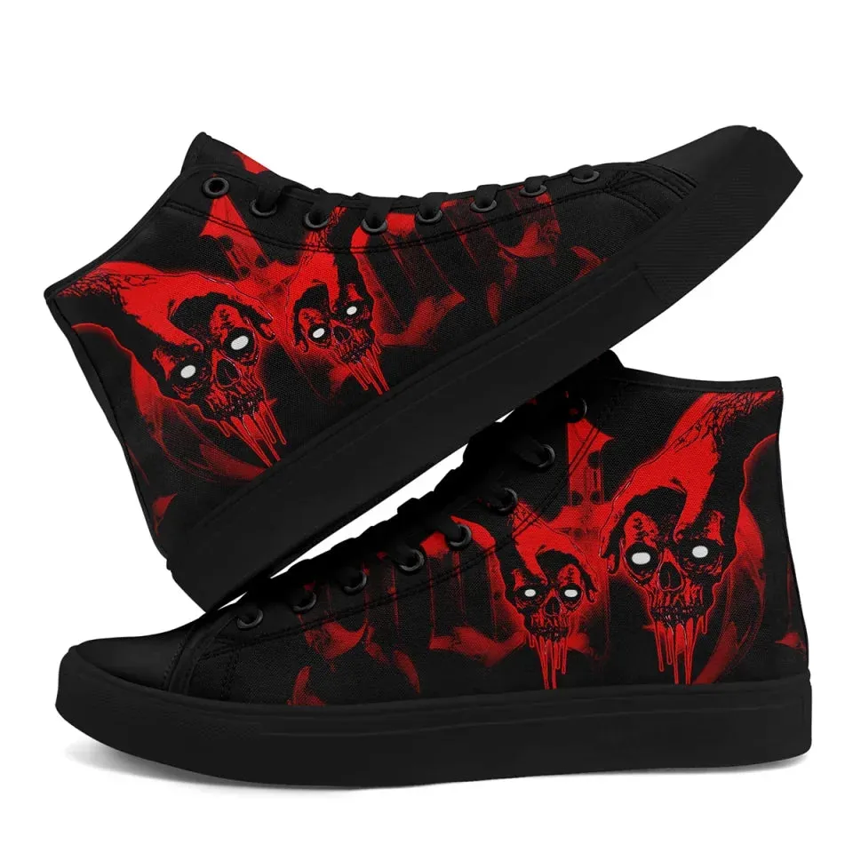 Unique Gift,Personalized Gothic Fashion Sneakers, Custom Canvas High Top shoes, Skull Shoes
