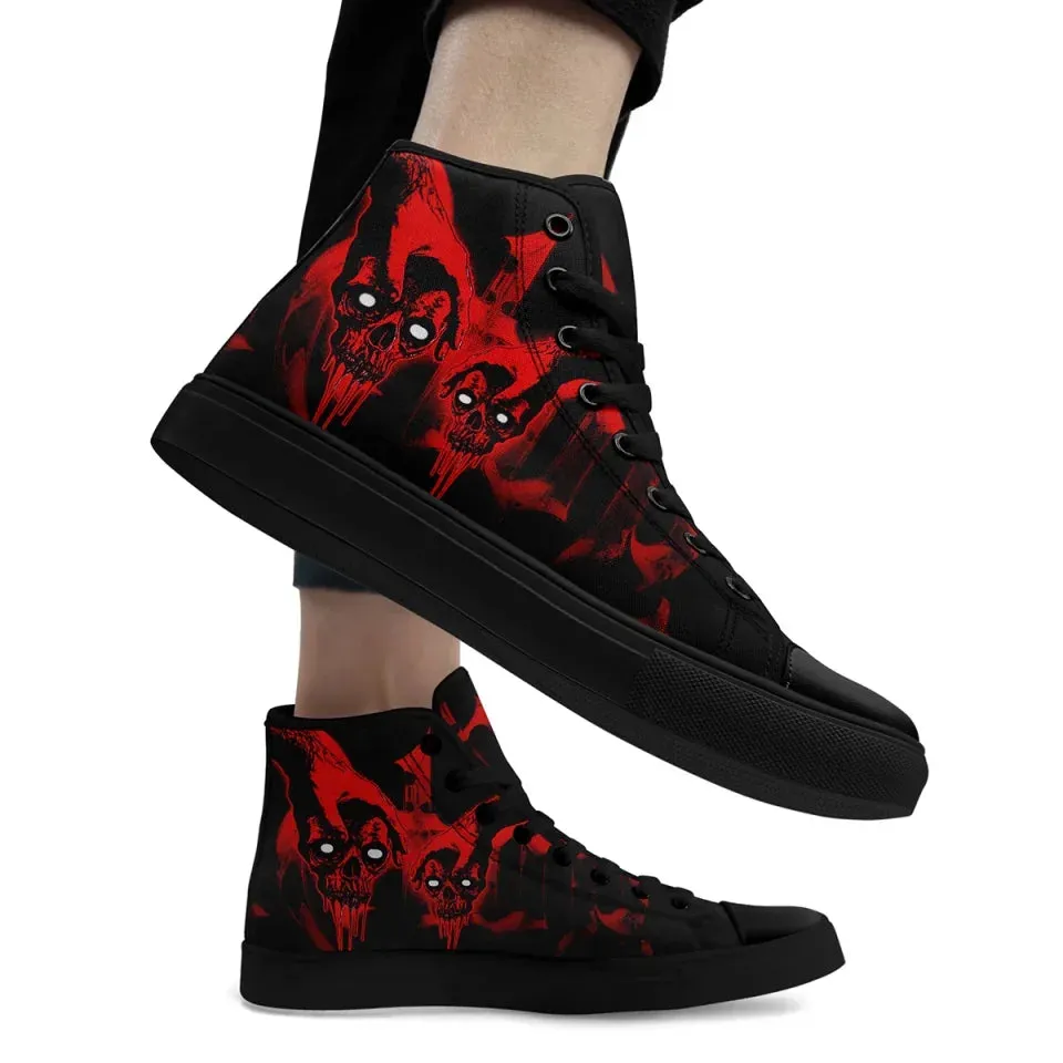 Unique Gift,Personalized Gothic Fashion Sneakers, Custom Canvas High Top shoes, Skull Shoes