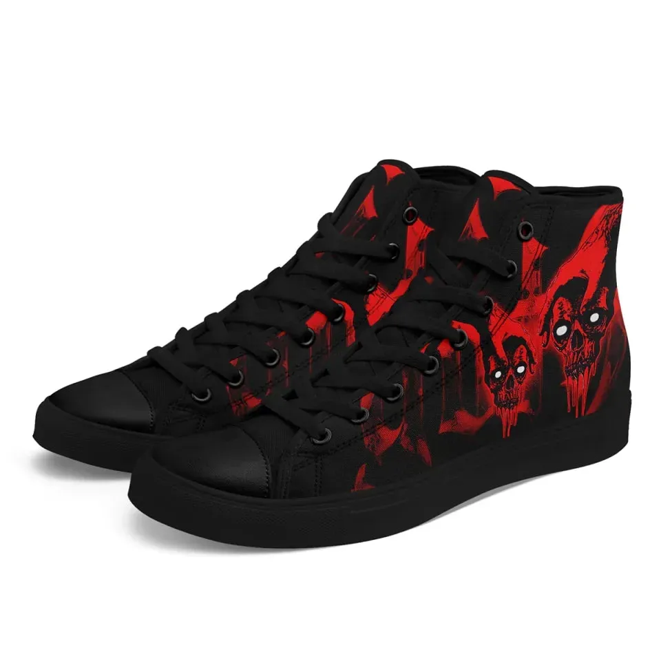 Unique Gift,Personalized Gothic Fashion Sneakers, Custom Canvas High Top shoes, Skull Shoes