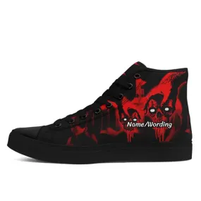 Unique Gift,Personalized Gothic Fashion Sneakers, Custom Canvas High Top shoes, Skull Shoes